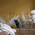 Soaring Cranes, Yellow Mural Wallpaper - room preview 03