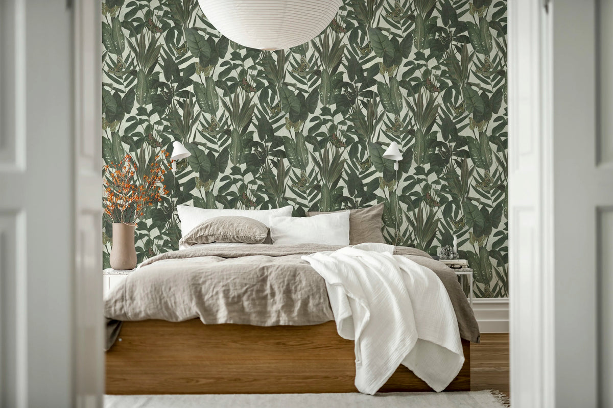 Mischievous Butterflies, Green Mural Wallpaper - room preview 03