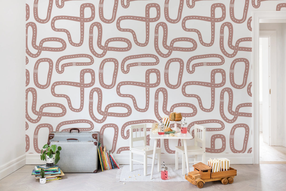 Race Track, Soft Pink Mural Wallpaper - room preview 03