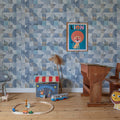 Multi Blocks, Soft Blue Mural Wallpaper - room preview 03