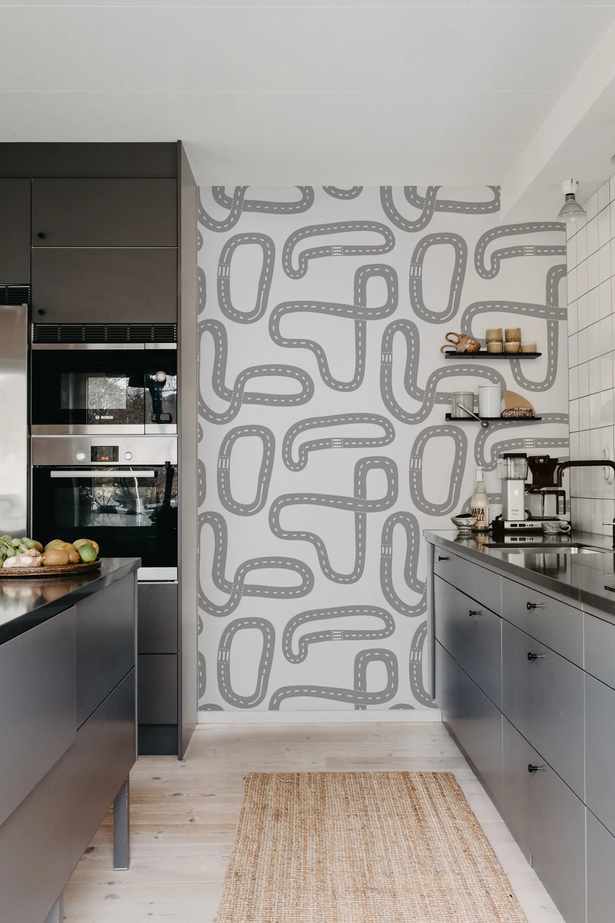 Race Track, Gray Mural Wallpaper - room preview 03