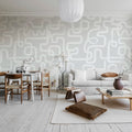 Artzy Lines, Gray Mural Wallpaper - room preview 03