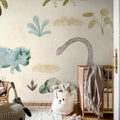 Dinosaur Oasis, Pastel Mural Wallpaper - room preview 03