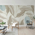 Cool Flora, Beige & Blue Mural Wallpaper - room preview 03