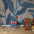 Cool Flora, Pink & Blue Mural Wallpaper - room preview 03