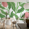 Cool Flora, White & Pink Mural Wallpaper - room preview 03