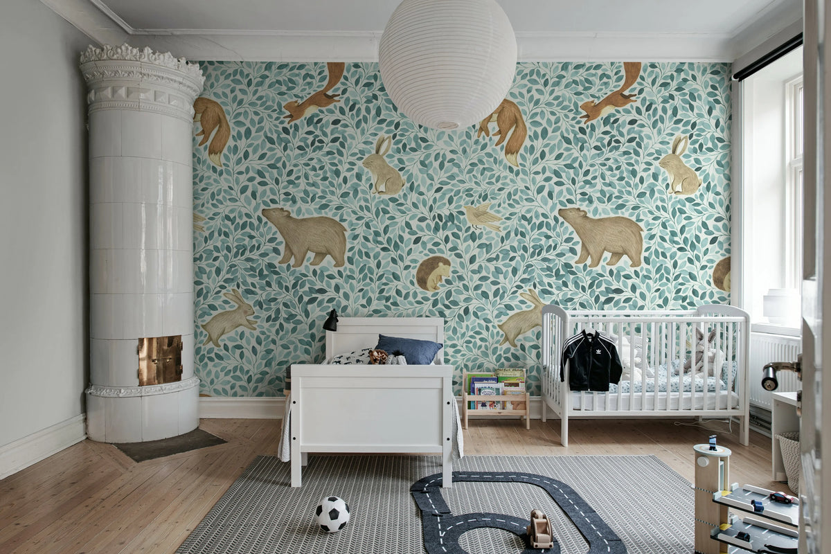 Lullaby, Blue Mural Wallpaper - room preview 03