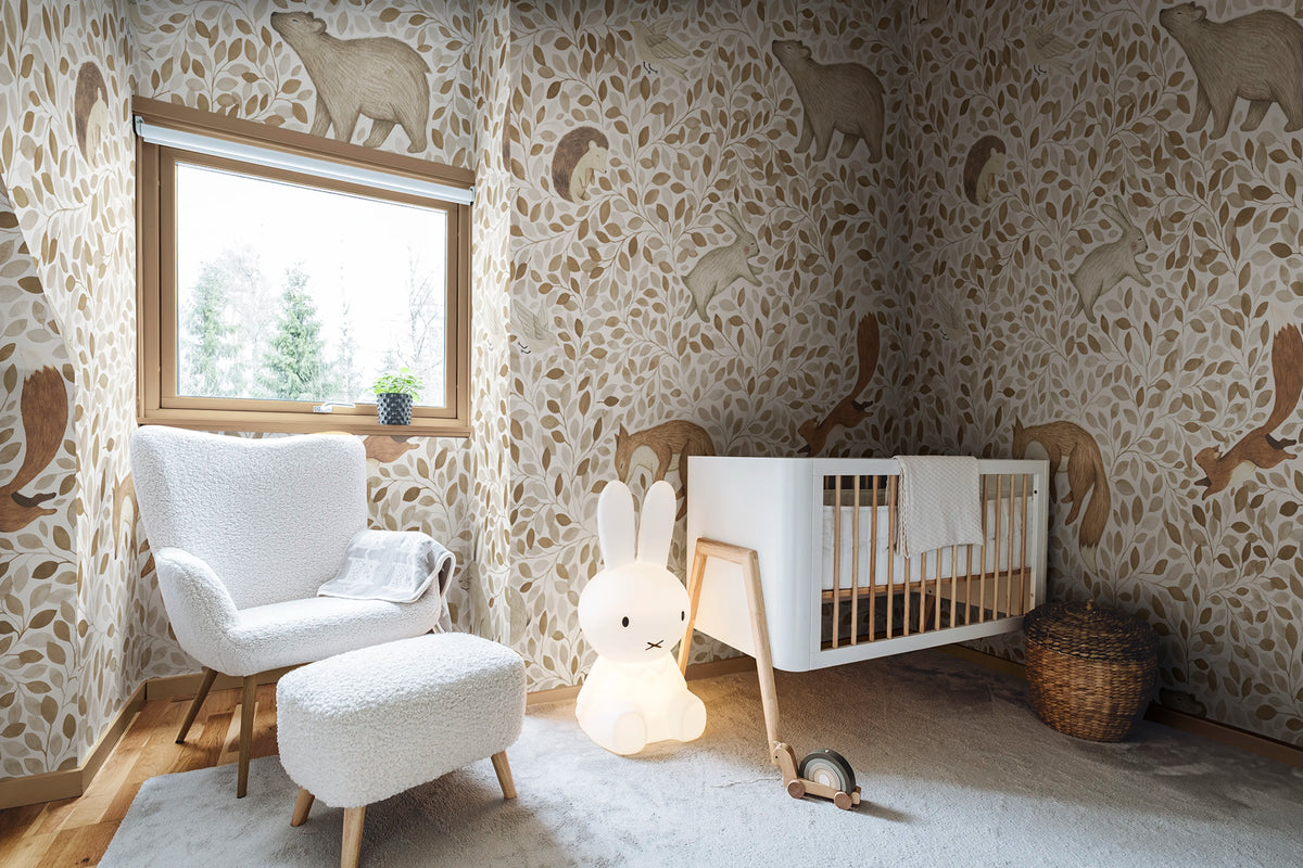 Lullaby, Beige Mural Wallpaper - room preview 03