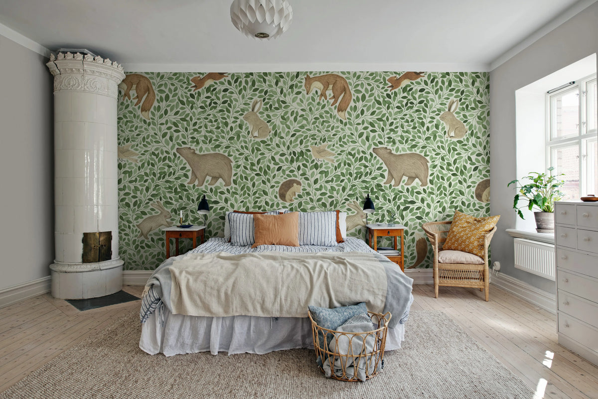 Lullaby, Green Mural Wallpaper - room preview 03