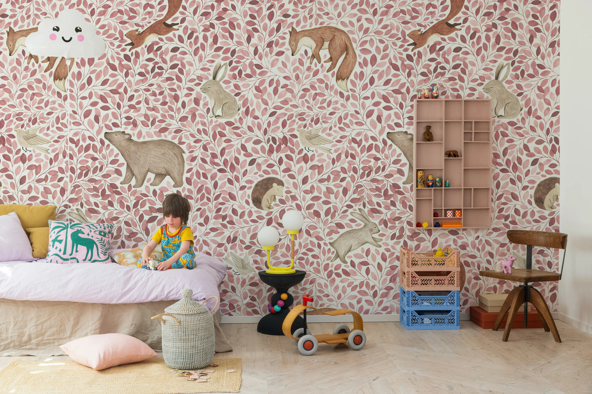 Lullaby, Pink Mural Wallpaper - room preview 03