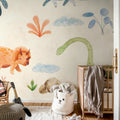 Dinosaur Oasis, Beige Mural Wallpaper - room preview 03