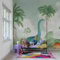 Dinosaur World, Green Mural Wallpaper - room preview 03