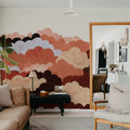 Fun Clouds, Red Mural Wallpaper - room preview 03