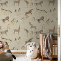 Circus Horses, Beige Mural Wallpaper - room preview 03