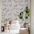 Circus Horses, Pink Mural Wallpaper - room preview 03