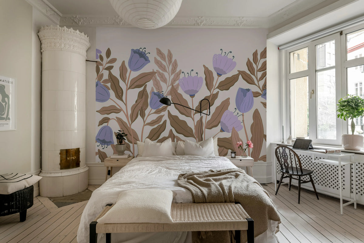 Big Blossom, Lilac Mural Wallpaper - room preview 03