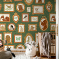 Pet Frames, Dark Green Mural Wallpaper - room preview 03