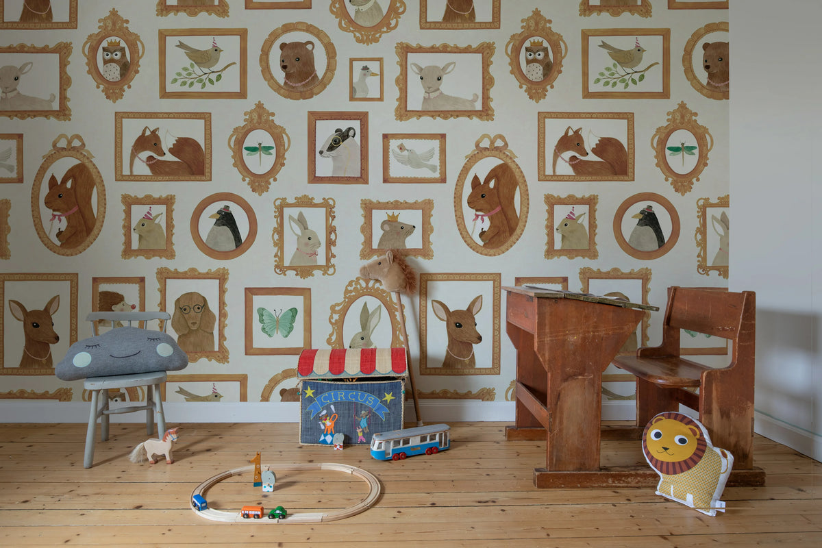 Pet Frames, Beige Mural Wallpaper - room preview 03