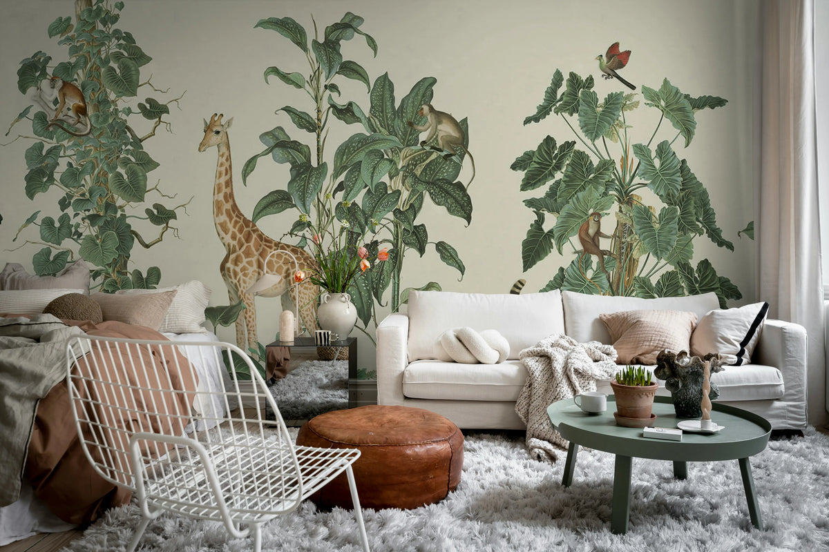 Wildlife stroll, Yellow Mural Wallpaper - room preview 03