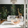 Wildlife Stroll, Black Mural Wallpaper - room preview 03