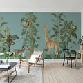 Wildlife Stroll, Blue Mural Wallpaper - room preview 03
