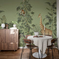 Wildlife Stroll, Green Mural Wallpaper - room preview 03