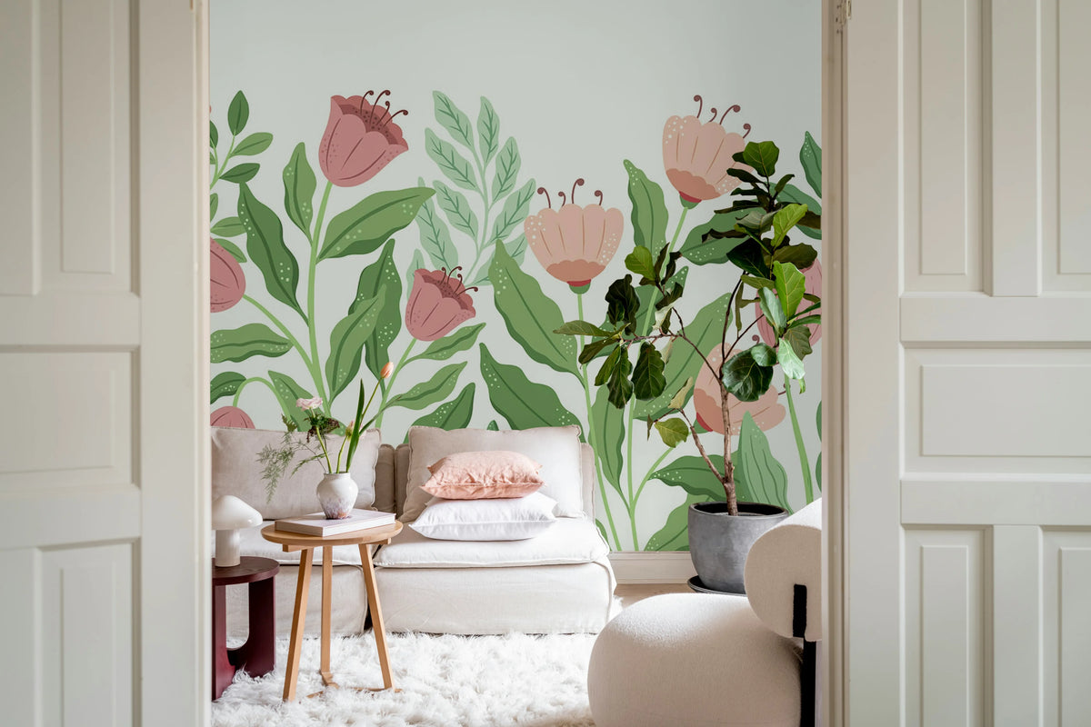 Big Blossom, Pink Mural Wallpaper - room preview 03