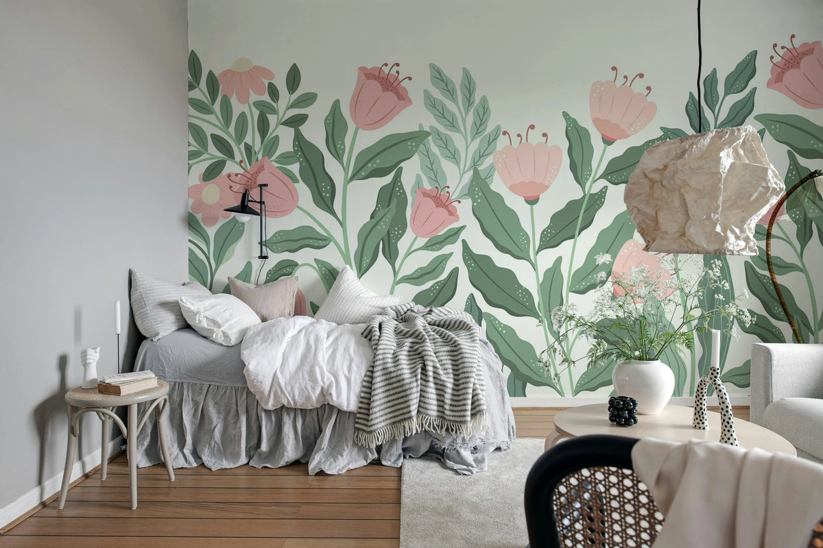 Big Blossom, Light Pink Mural Wallpaper - room preview 03