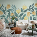 Big Blossom, Yellow Mural Wallpaper - room preview 03