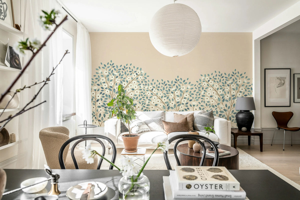 Blossom Tree, Blue Mural Wallpaper - room preview 03