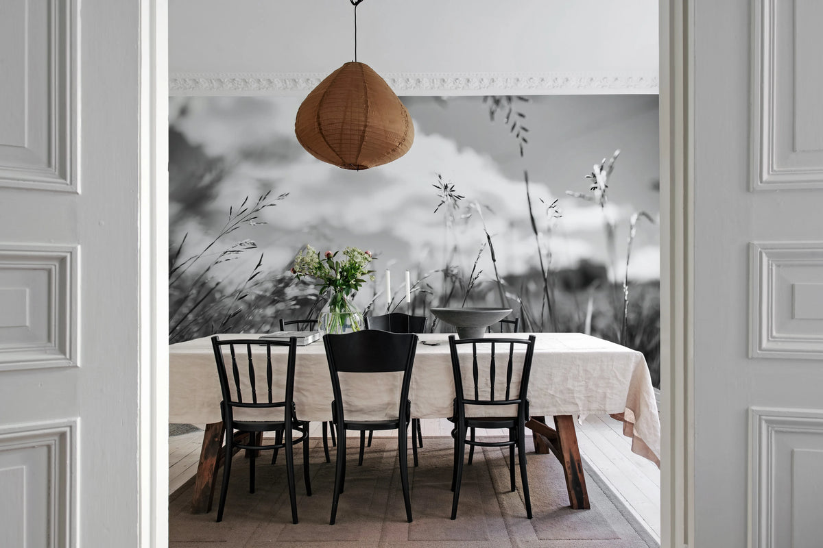Straw, Graphite Mural Wallpaper - room preview 03