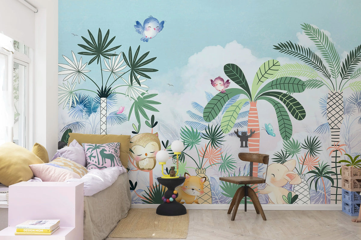 Jungle Fun, Pastel Mural Wallpaper - room preview 03
