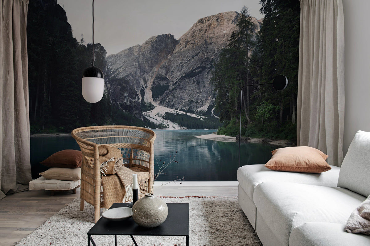 The Valley, Gray Mural Wallpaper - room preview 03