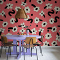 Dancing Flower, Red Mural Wallpaper - room preview 03