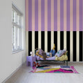 Striped, Pink & Lilac Mural Wallpaper - room preview 03