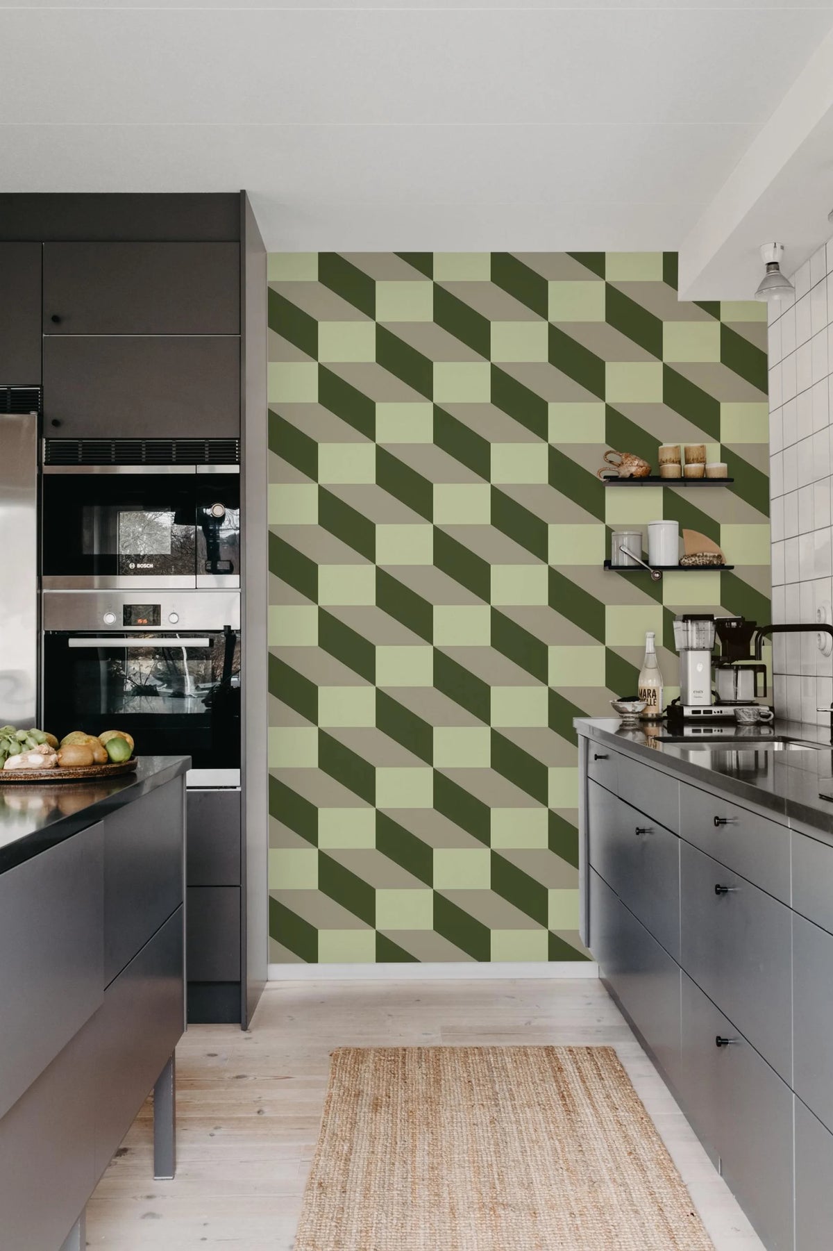 Filled Optic, Green Mural Wallpaper - room preview 03