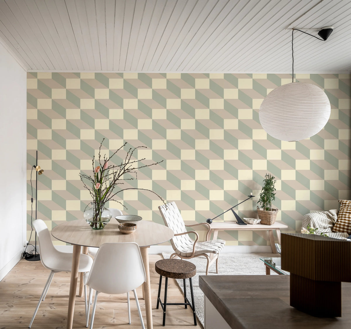 Filled Optic, Beige Mural Wallpaper - room preview 03