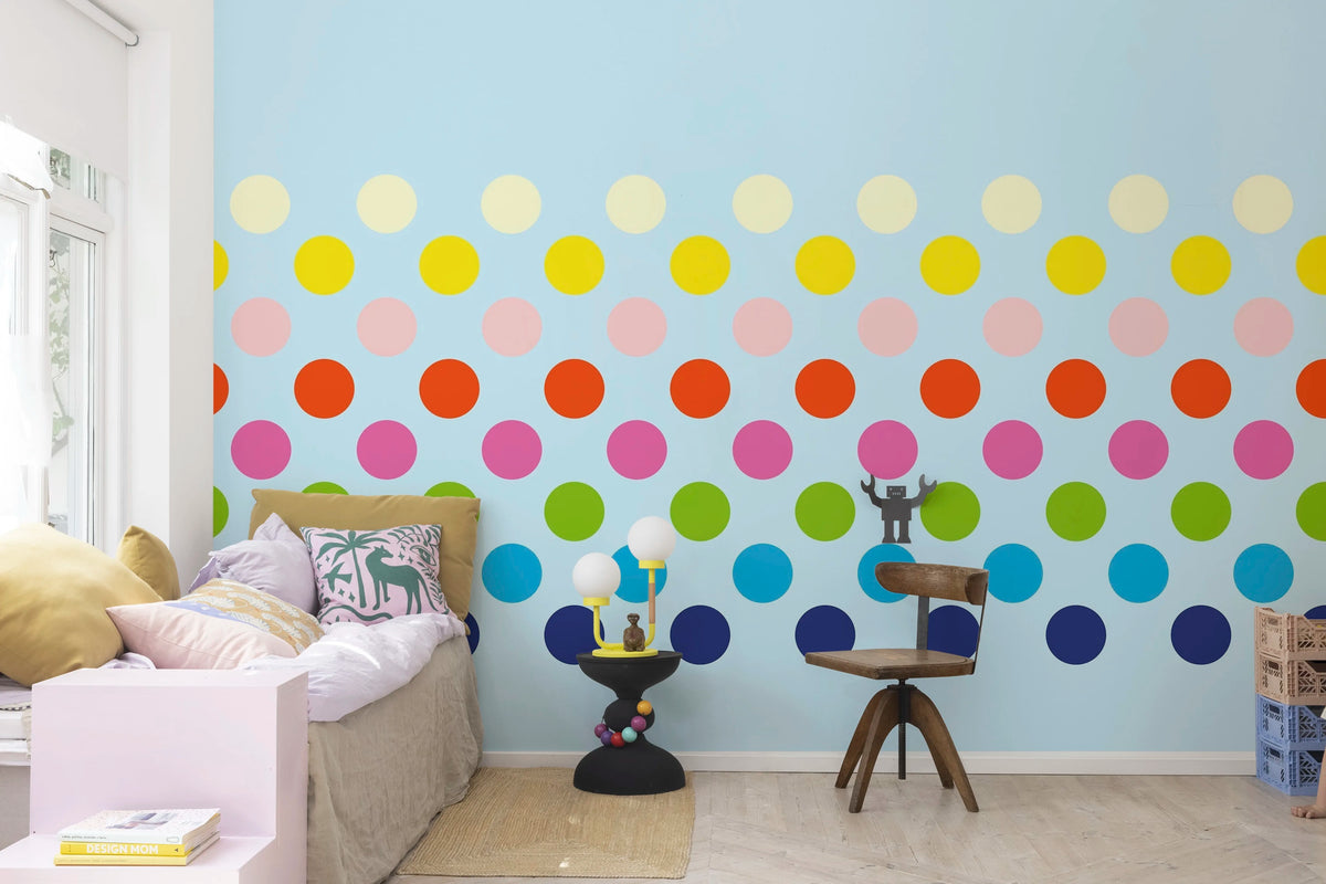 Big Dots, Rainbow Mural Wallpaper - room preview 03