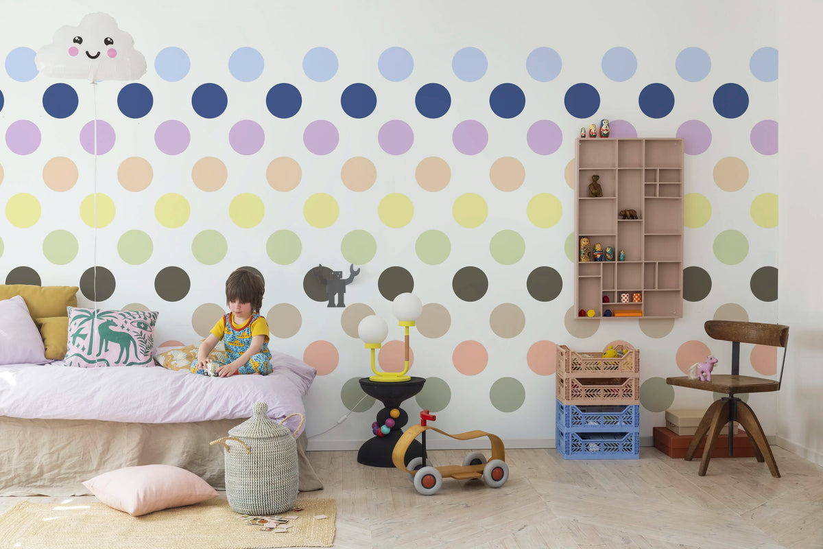 Big Dots, Pastel Mural Wallpaper - room preview 03