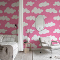 Cloudy, Happy Pink Mural Wallpaper - room preview 03