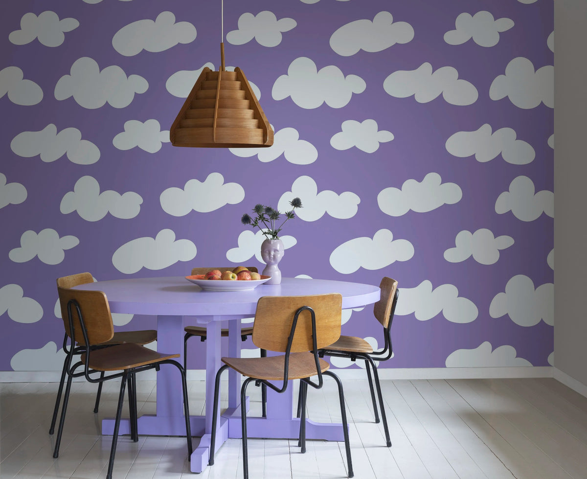Cloudy, Lilac Mural Wallpaper - room preview 03