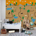 Happy Farm, Brown Mural Wallpaper - room preview 03
