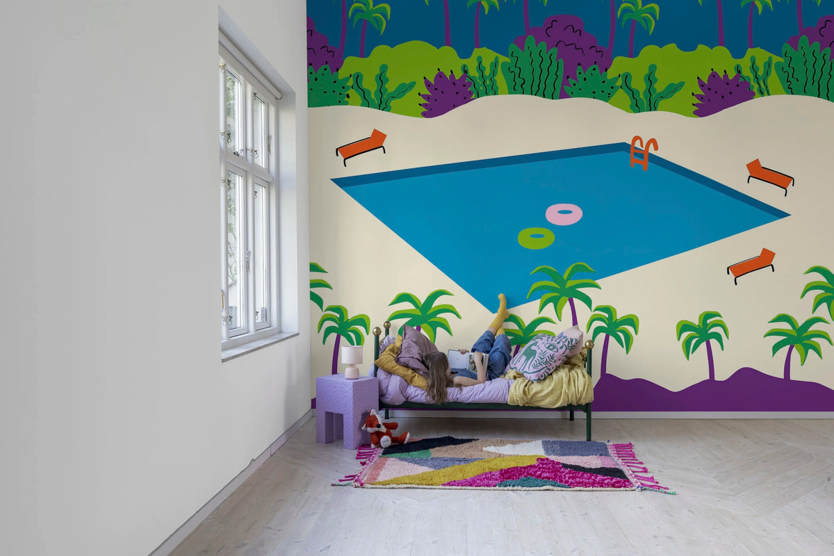 Florida, Blue Mural Wallpaper - room preview 03