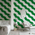 Polka Stripe, Green Mural Wallpaper - room preview 03