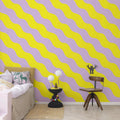 Polka Stripe, Lilac & Yellow Mural Wallpaper - room preview 03