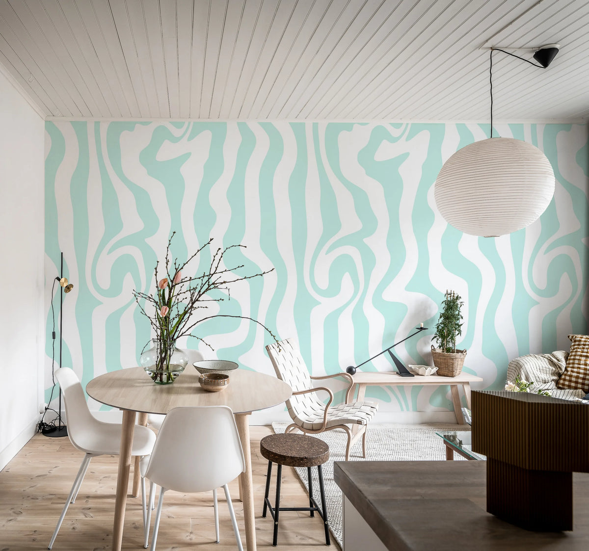 Dizzy, Turquoise Mural Wallpaper - room preview 03