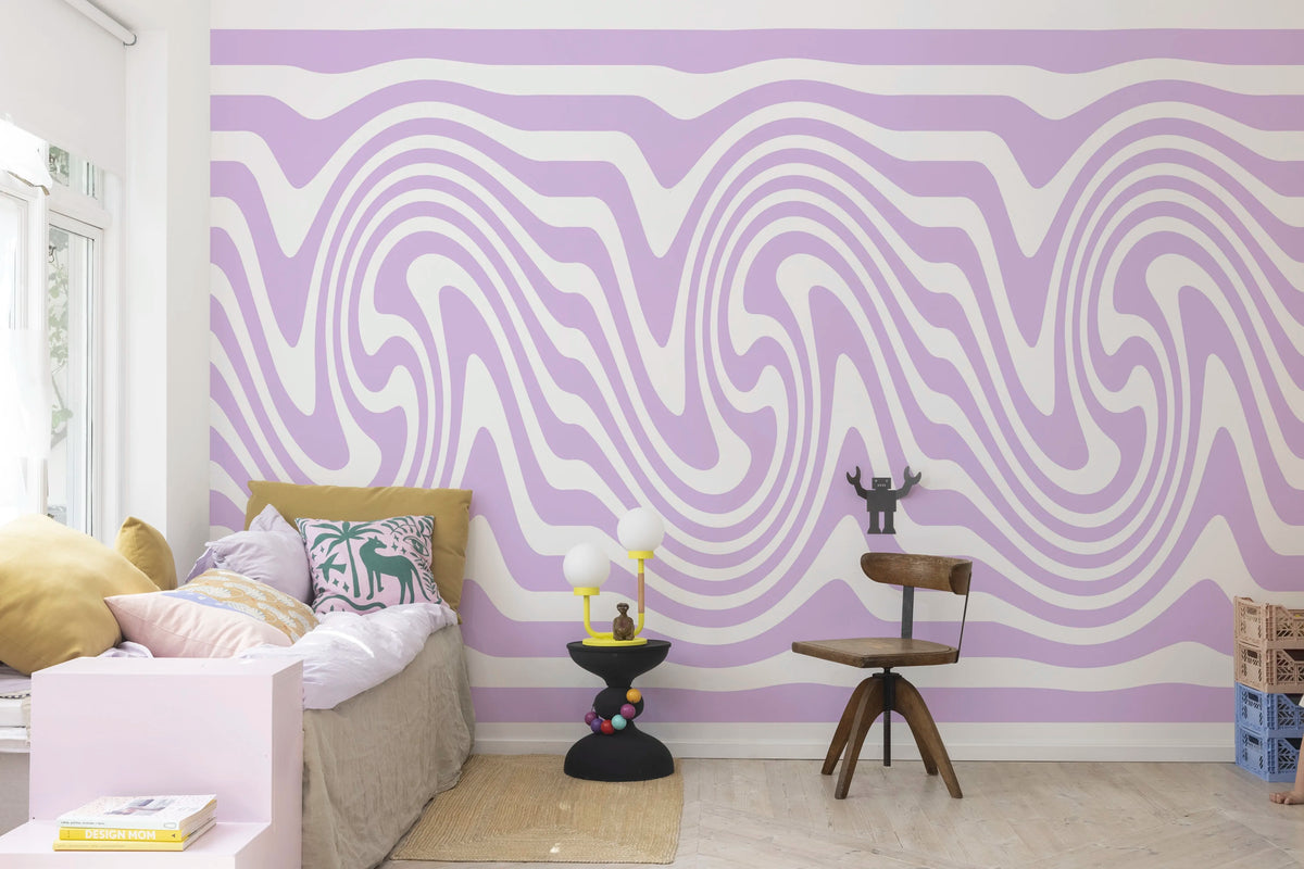 Happy Wobbly, Lilac Mural Wallpaper - room preview 03