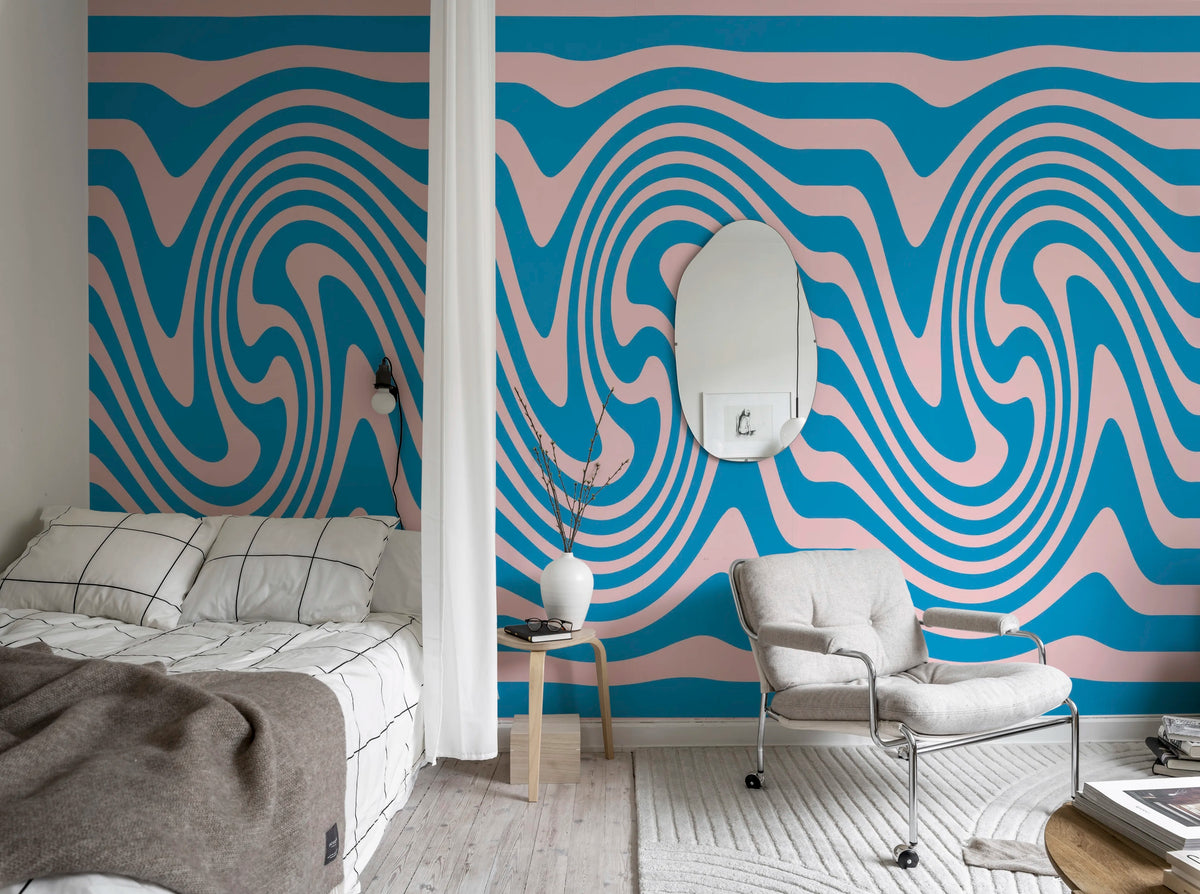 Happy Wobbly, Pink & Lilac Mural Wallpaper - room preview 03