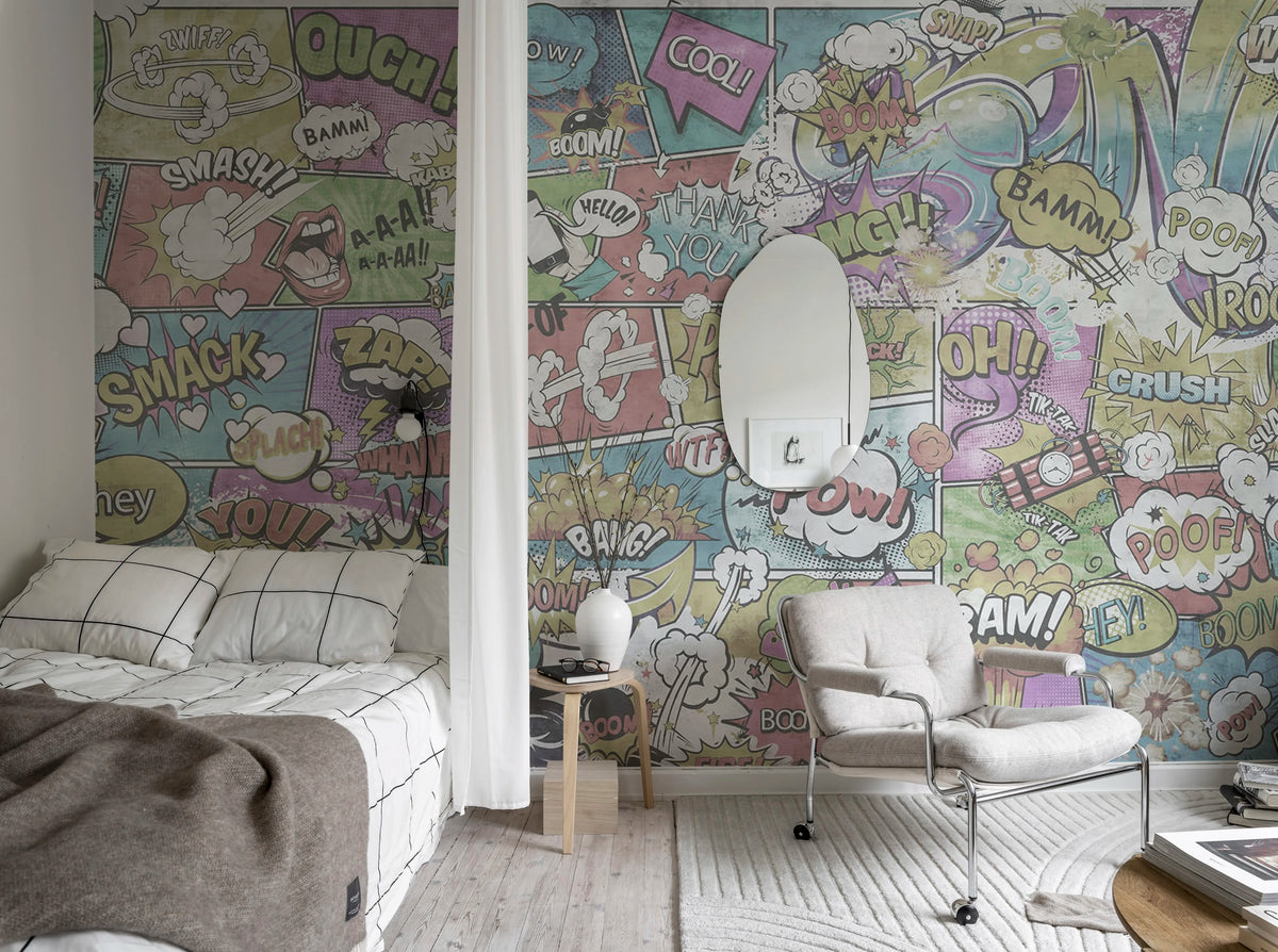 Comics, Vintage Mural Wallpaper - room preview 03