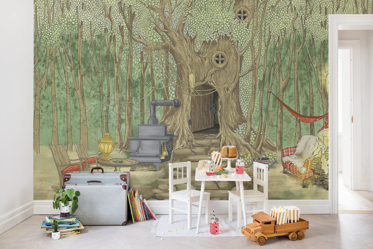 Fairy Tale, Forest Green Mural Wallpaper - room preview 03
